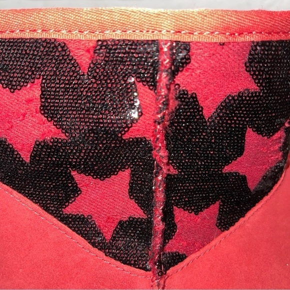 NEW UGG Woman Red and Black Pattern Sequin Boots Size 12 - Picture 9 of 12